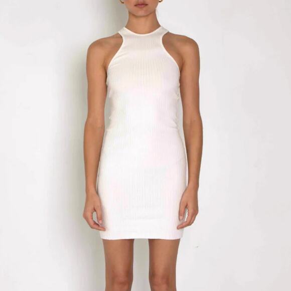 The Range Carved Stretch Cotton Rib Mini Dress, Large - Picture 1 of 12